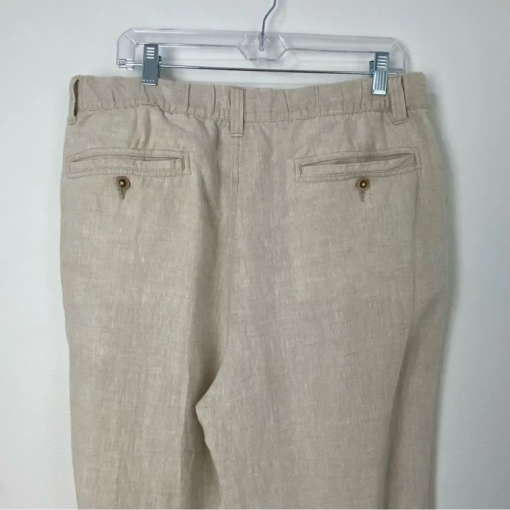 Caribbean Men’s 42 Cream Linen Chino‎ Trousers Relaxed Vacation Resort Cruise